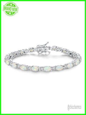Sterling Silver Birthstone Tennis Bracelet Oval CZ Fine Jewelry Gift for Her